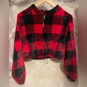 Size Medium Cropped flannel Fleece Sweater